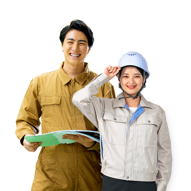 現場の職人と施工管理人材のイメージ